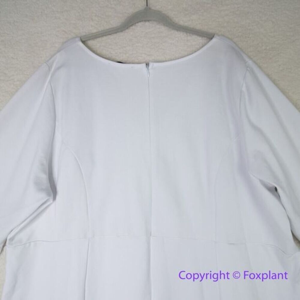 New! Eloquii Classic White V-Neck‎ 3/4 Length Sleeve Sheath Dress, size 28 - Picture 11 of 16